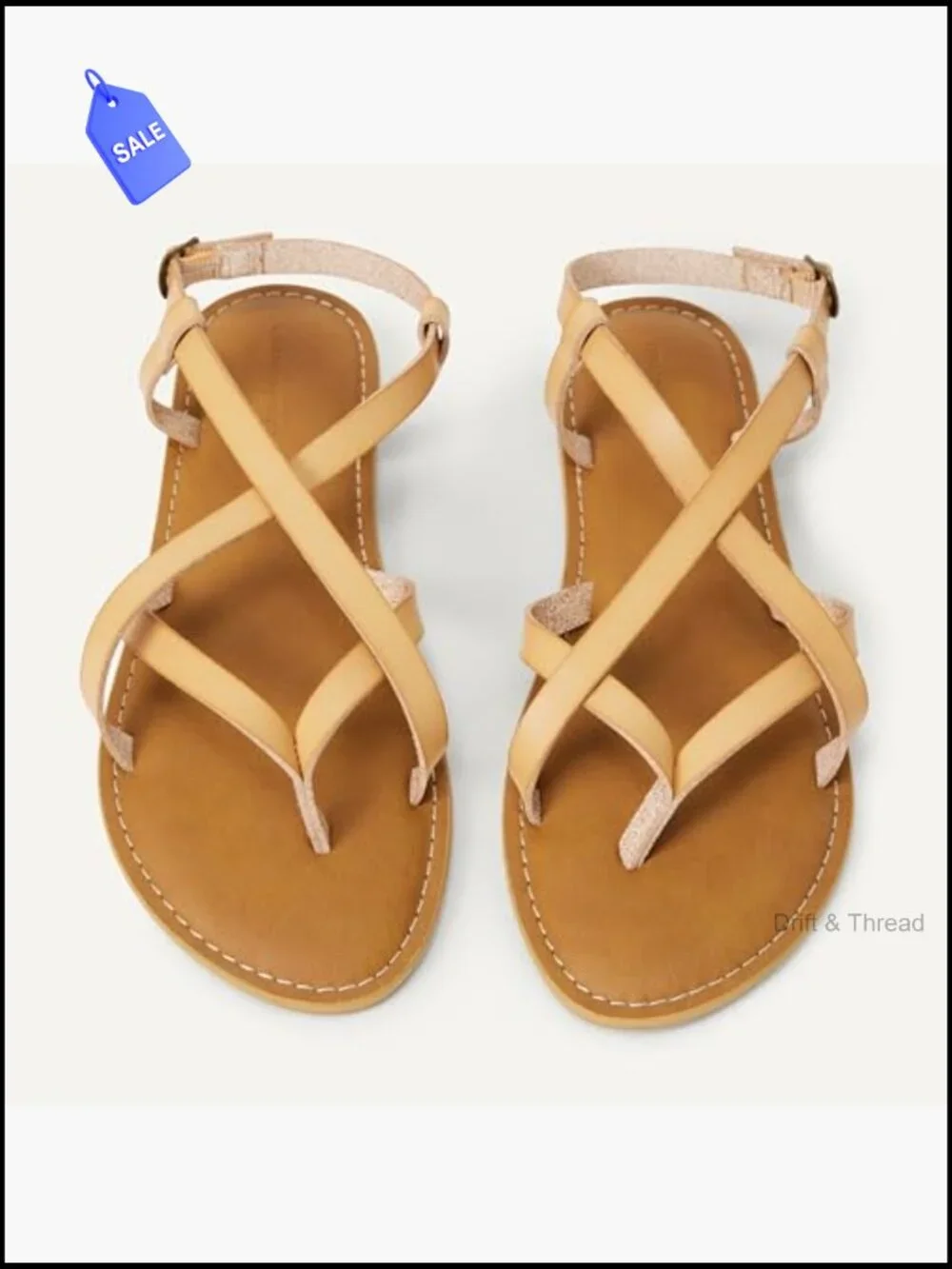 Strappy Slide Sandals with Padded Insole Adjustable Ankle Strap Faux Leather